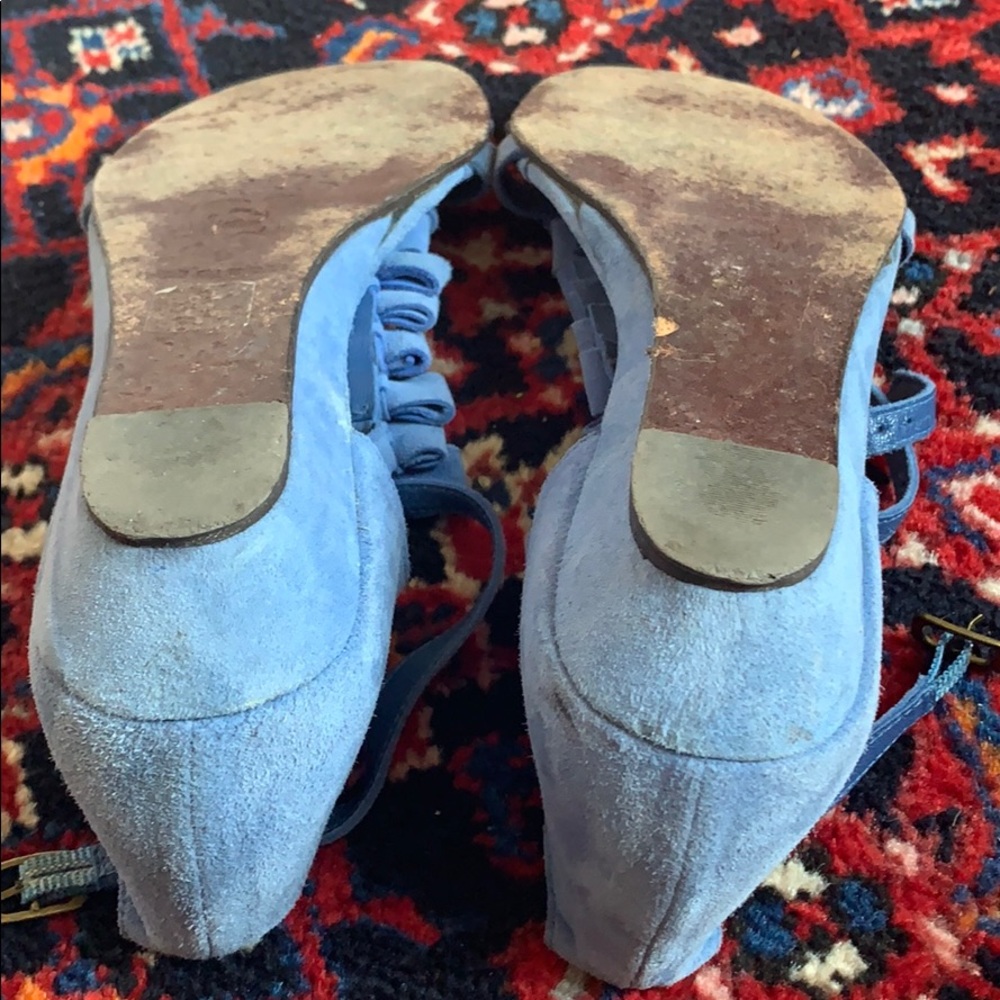 Blue Suede Bow Sandals - Picture 6 of 6